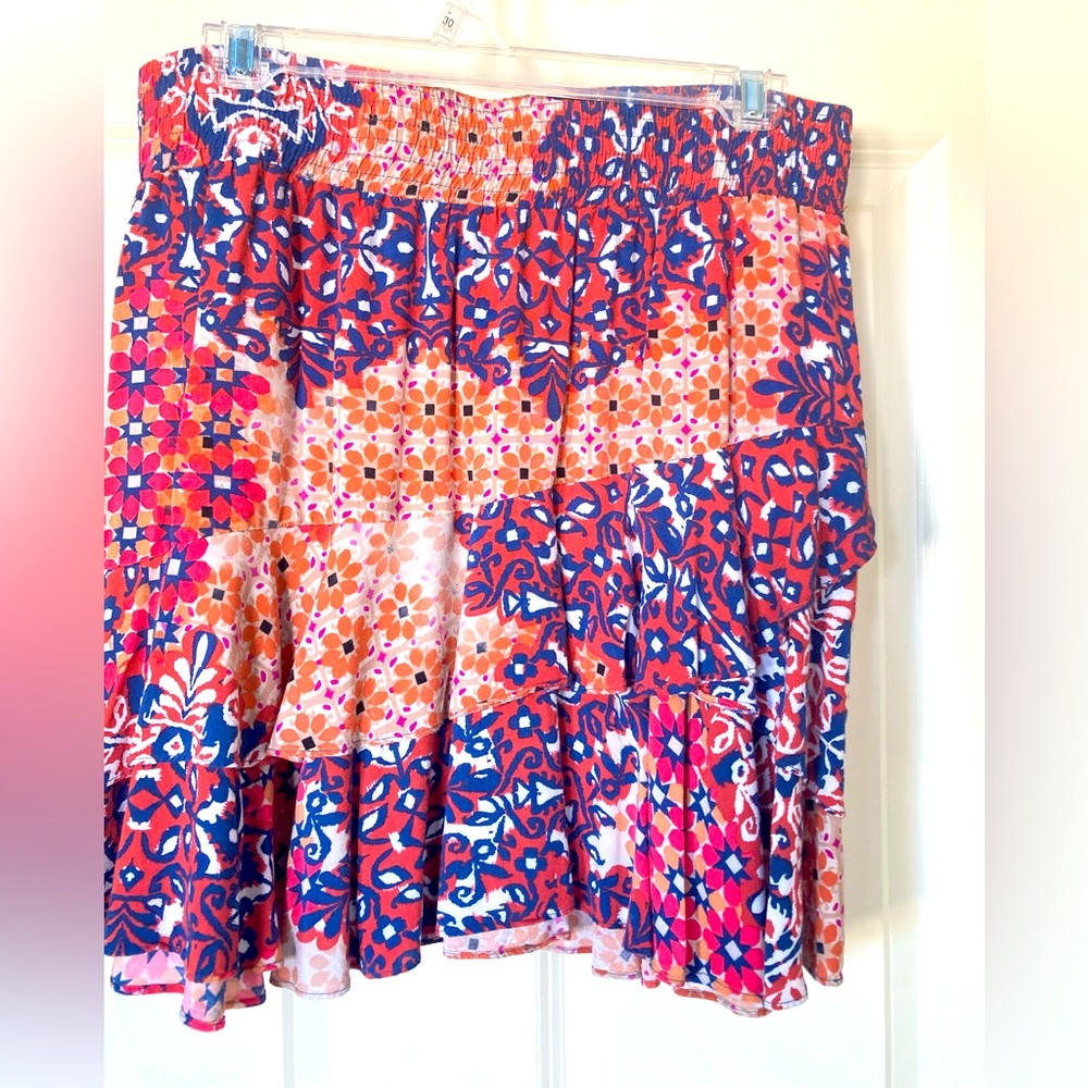 Cabi Isabel Tiered Patchwork Ruffle Bohemian Skir… - image 1